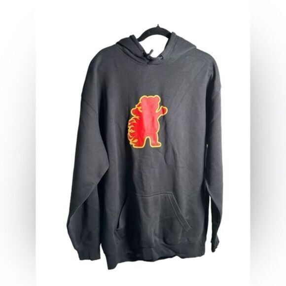 NWOT Grizzly Griptape Men’s Black Hoodie Large Res Bear Fire Logo - Size XL - Picture 1 of 4